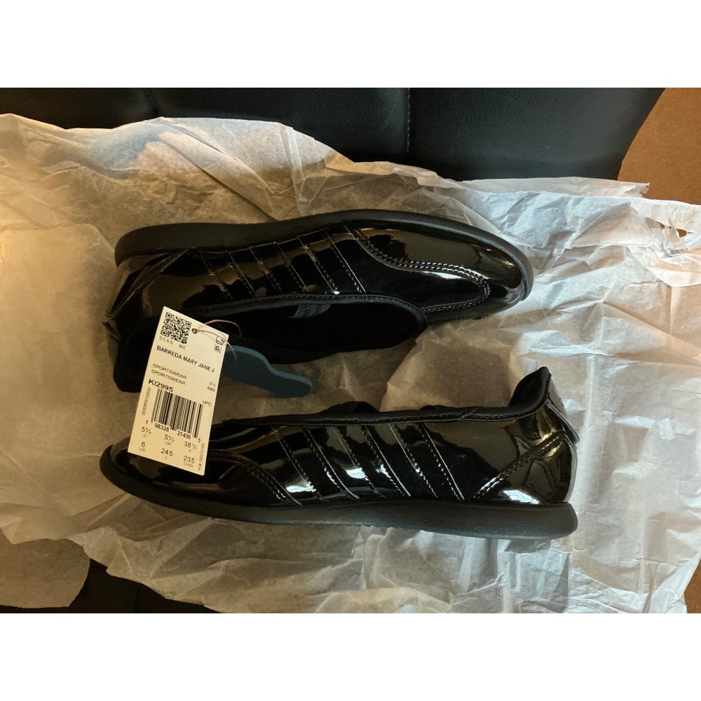 Adidas Barreda Mary Jane J Black Patent Leather Sneakers KI2995 Youth Size 6
